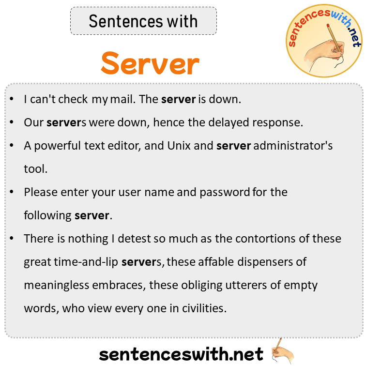 Sentences with Server, Sentences about Server