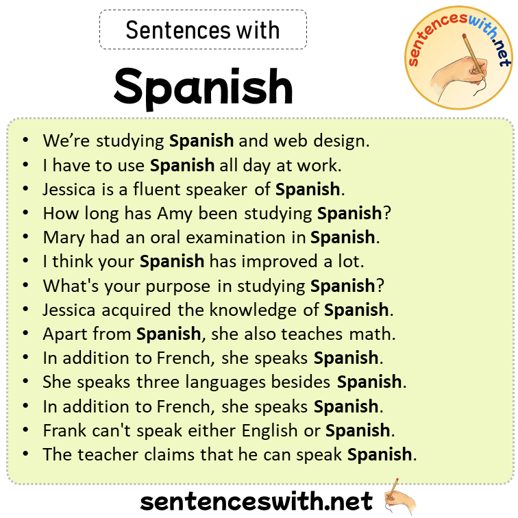 Sentences with Spanish, Sentences about Spanish