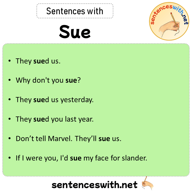Sentences with Sue, Sentences about Sue