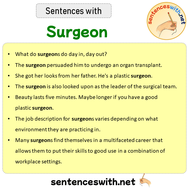 Sentences with Surgeon, Sentences about Surgeon