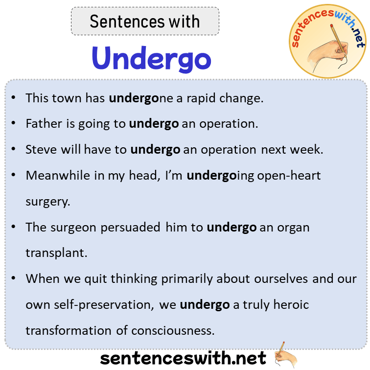Sentences with Undergo, Sentences about Undergo
