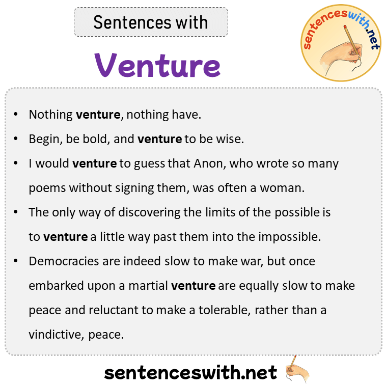 Sentences with Venture, Sentences about Venture