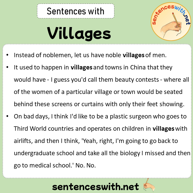 Sentences with Villages, Sentences about Villages