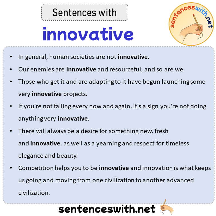 Sentences with innovative, Sentences about innovative