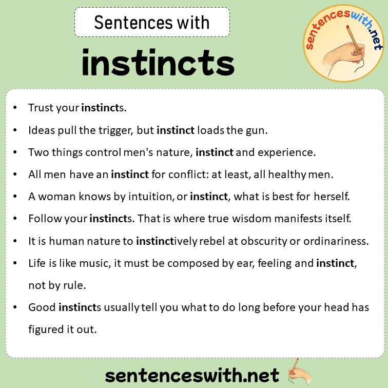 Sentences with instincts, Sentences about instincts