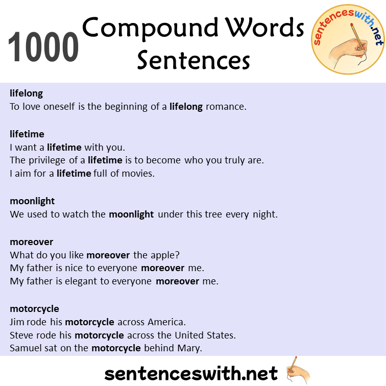 1000 Compound Words Sentences, Compound Nouns List and Examples Sentences