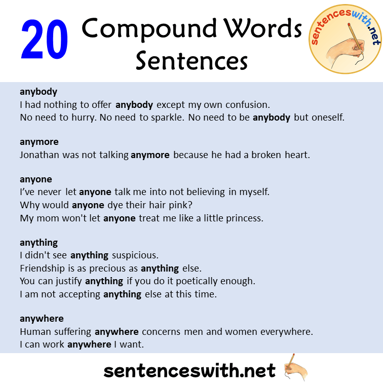 20 Compound Words Sentences, Compound Nouns List and Examples Sentences