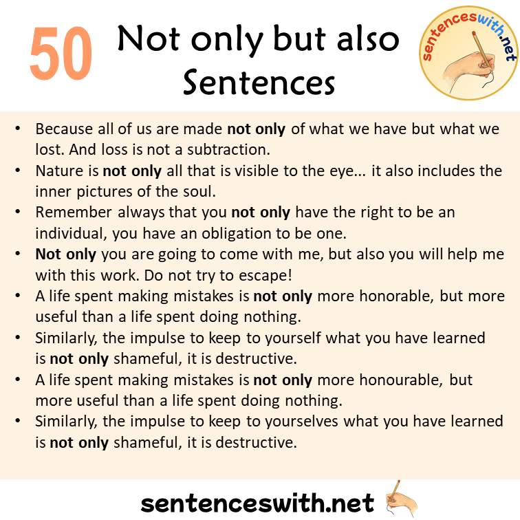 50 Not only but also Example Sentences, Use of Not only but also Sentences