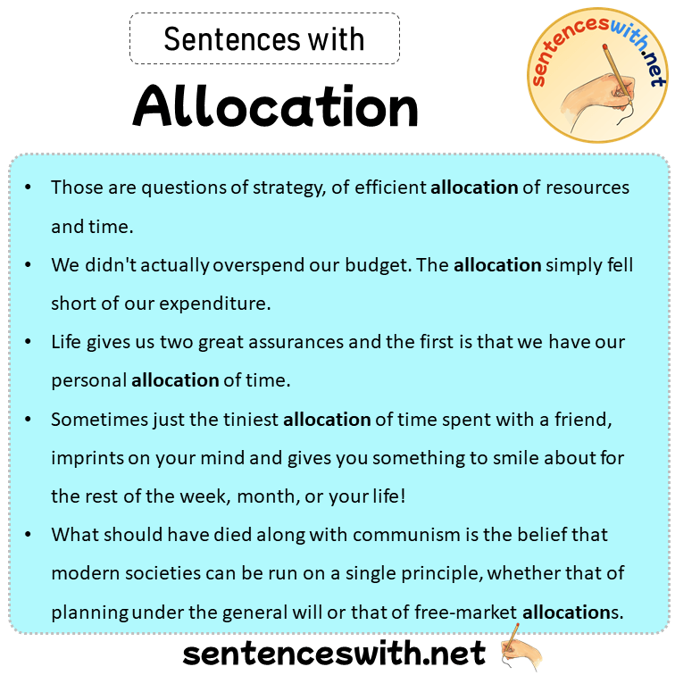 Sentences with Allocation, Sentences about Allocation