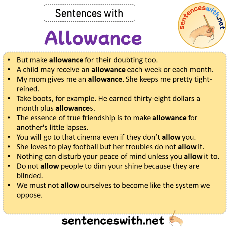 Sentences with Allowance, Sentences about Allowance