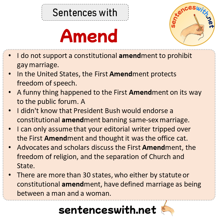 Sentences with Amend, Sentences about Amend