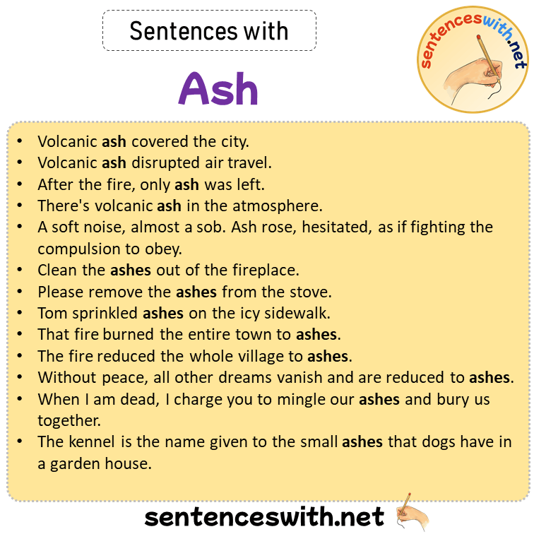 Sentences with Ash, Sentences about Ash