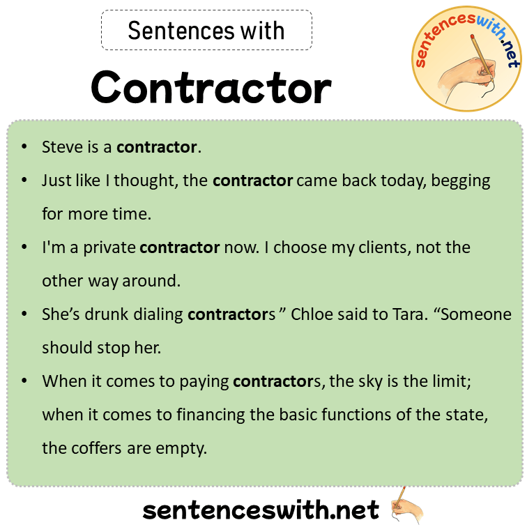 Sentences with Contractor, Sentences about Contractor