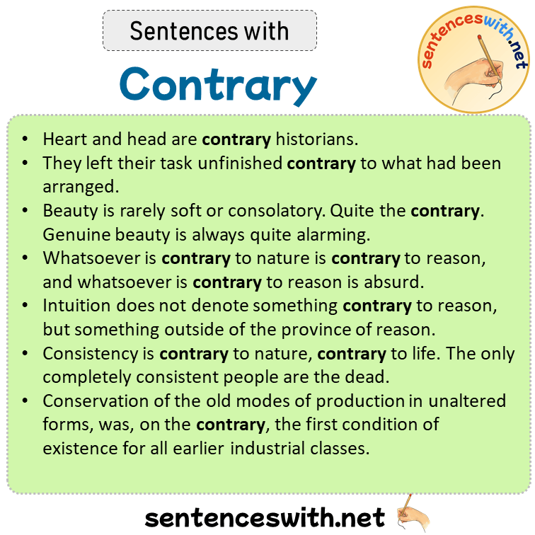 Sentences with Contrary, Sentences about Contrary