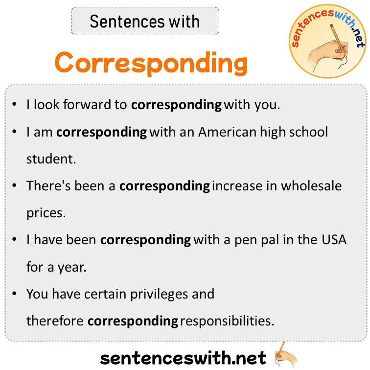 Sentences with Corresponding, Sentences about Corresponding