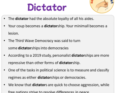 Sentences with Dictator, Sentences about Dictator