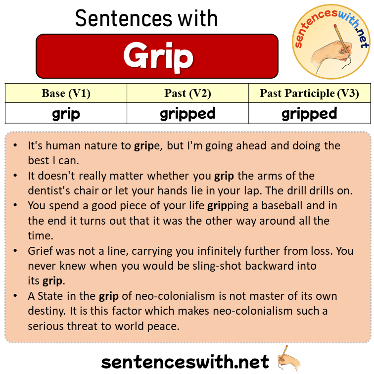 Sentences with Grip, Past and Past Participle Form Of Grip V1 V2 V3