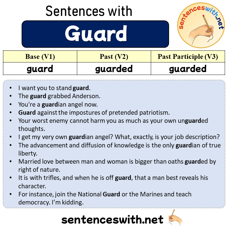 Sentences with Guard, Past and Past Participle Form Of Guard V1 V2 V3