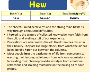 Sentences with Hew, Past and Past Participle Form Of Hew V1 V2 V3