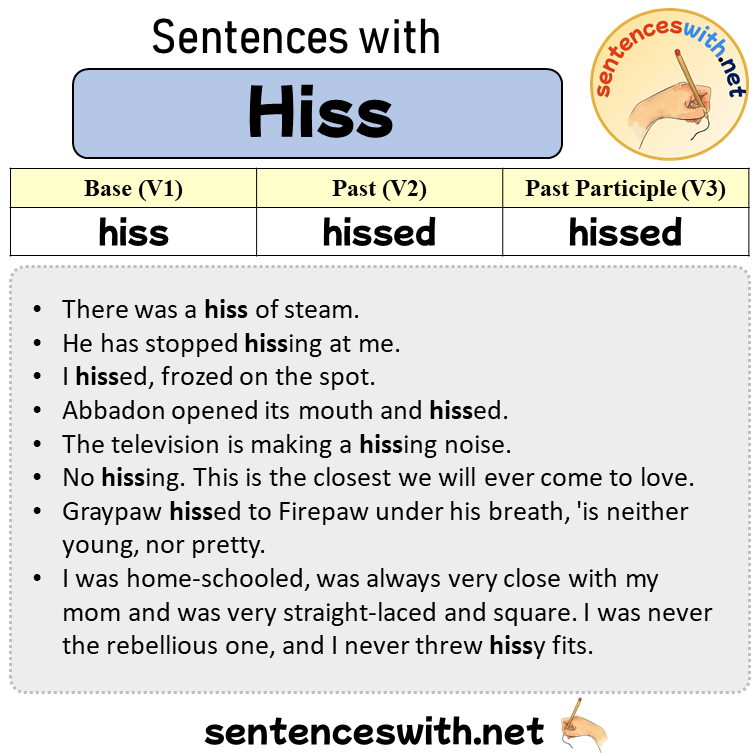 Sentences with Hiss, Past and Past Participle Form Of Hiss V1 V2 V3