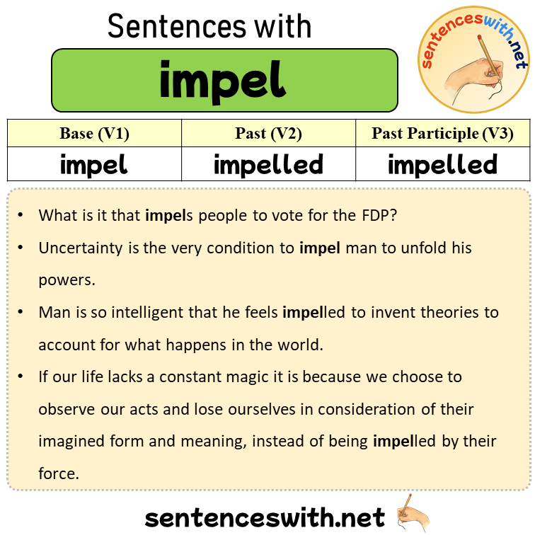Sentences with impel, Past and Past Participle Form Of impel V1 V2 V3