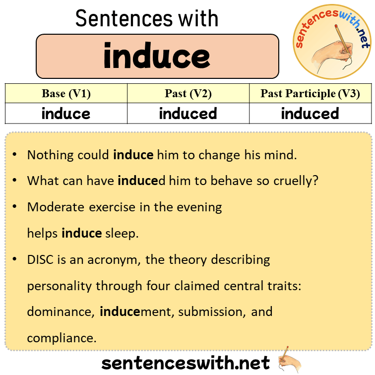 Sentences with induce, Past and Past Participle Form Of induce V1 V2 V3