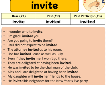 Sentences with invite, Past and Past Participle Form Of invite V1 V2 V3